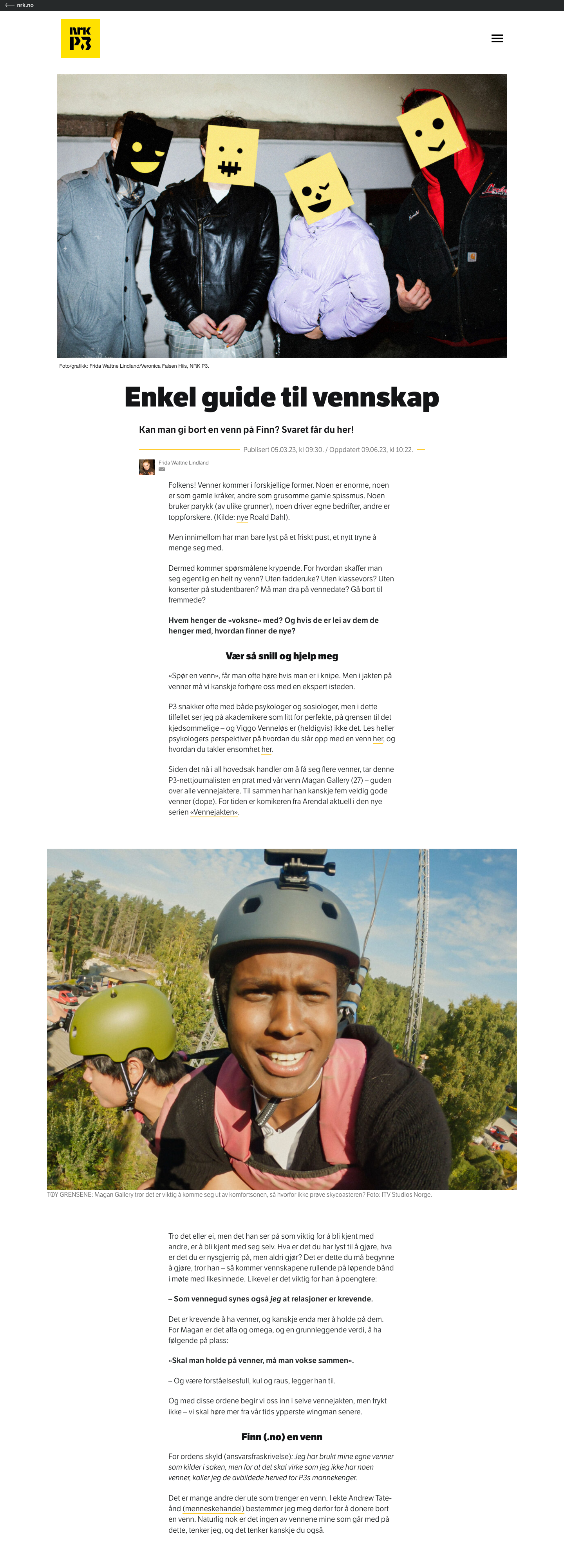 Skjermbilde: Enkel guide til vennskap — NRK P3